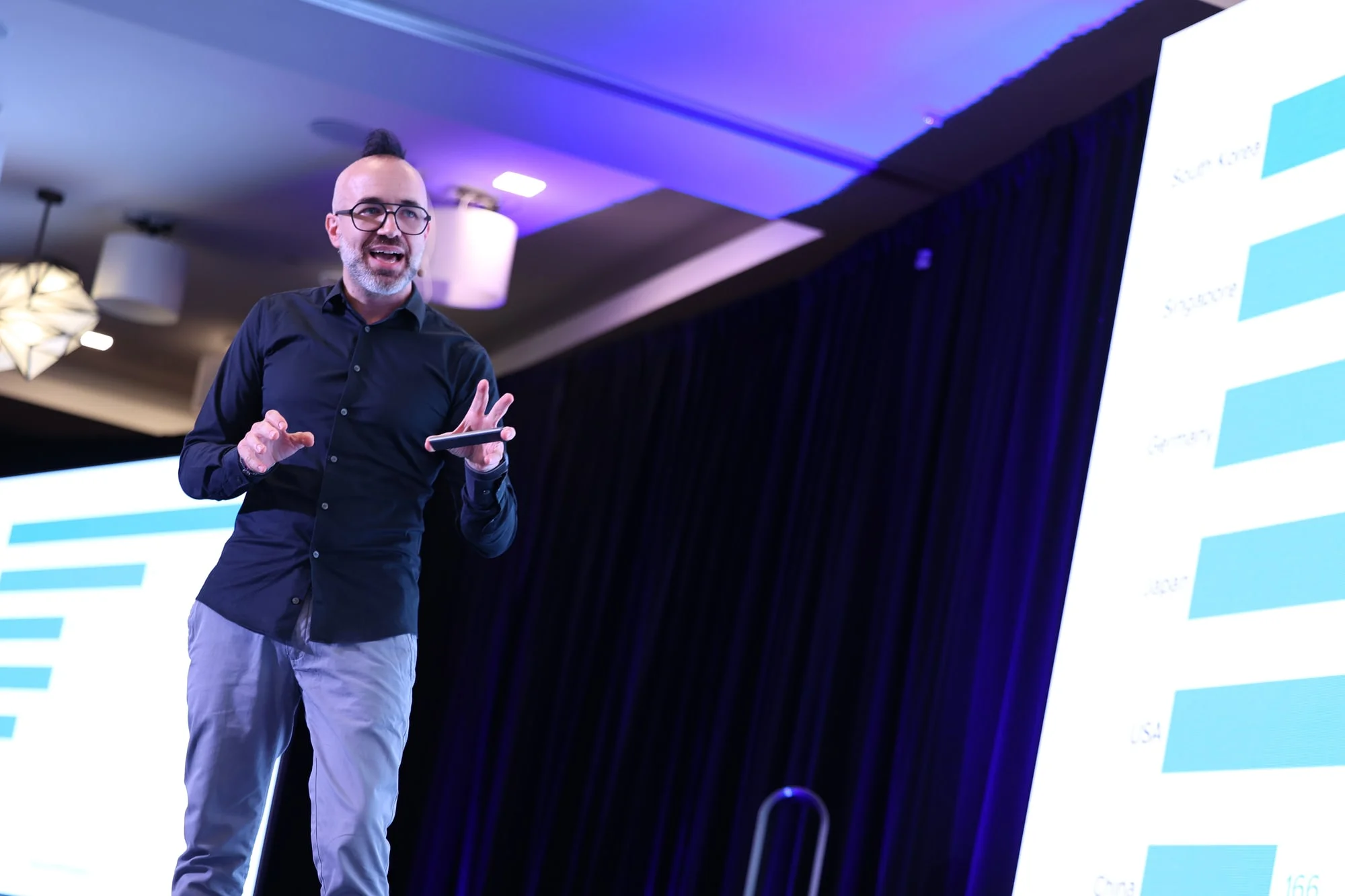 Adam Pantanowitz on stage during ROBOTICS(HUMANITY) at the SingularityU Executive Program