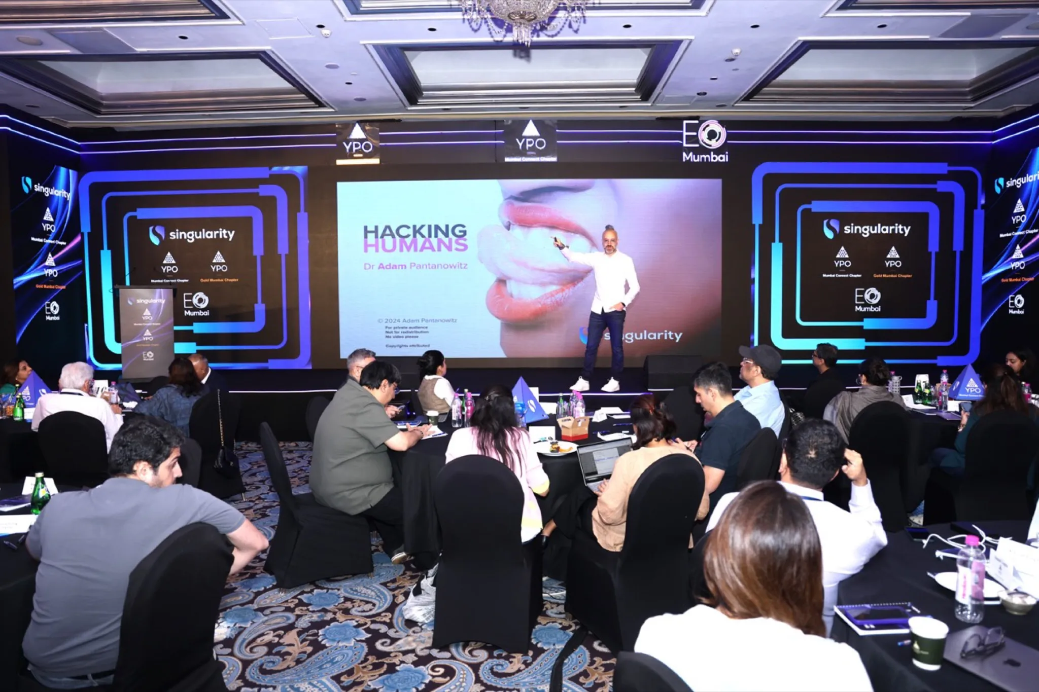 Adam Pantanowitz presenting Hacking Humans at Singularity University, India