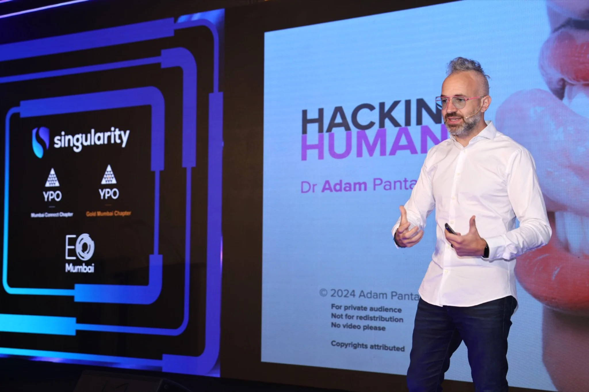 Adam Pantanowitz presenting Hacking Humans at Singularity University, India